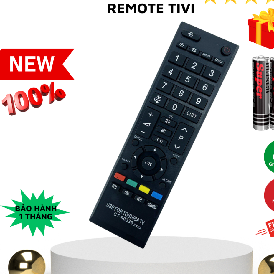 Remote điều khiển tivi Toshiba CT-90336, điều khiển TV Toshiba dòng LED/LCD - Tặng kèm pin