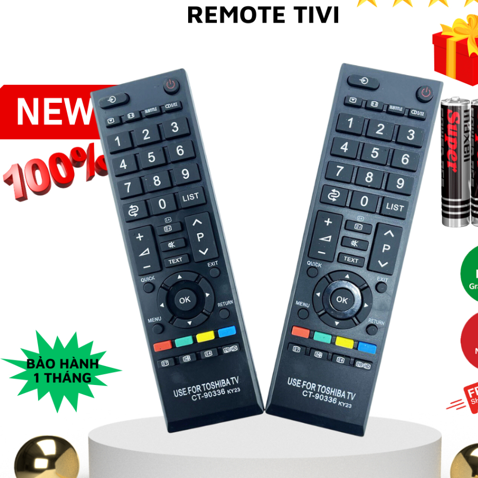 Remote điều khiển tivi Toshiba CT-90336, điều khiển TV Toshiba dòng LED/LCD - Tặng kèm pin