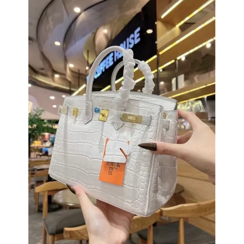Túi H.M vân rắn bóng sz 25