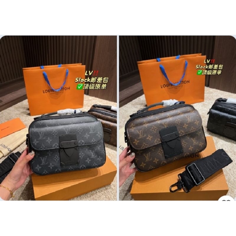 Túi đeo chéo nam LV SLOCK hàng super sz23cm da dày dặn full 2 box nam châm