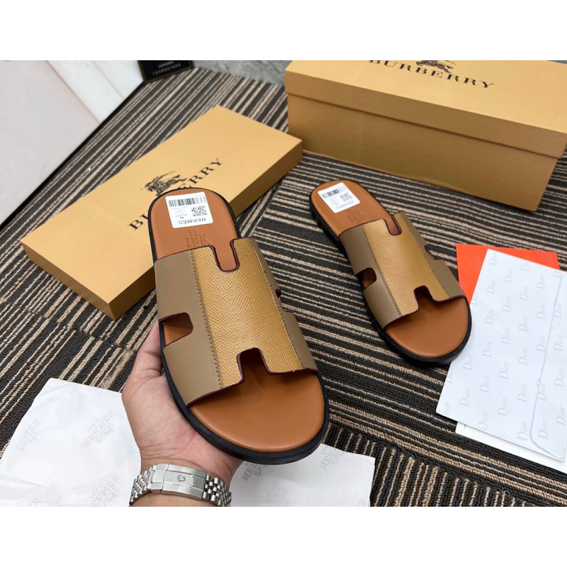 Dép lê nam HM quai da phối màu mới nhất 2023