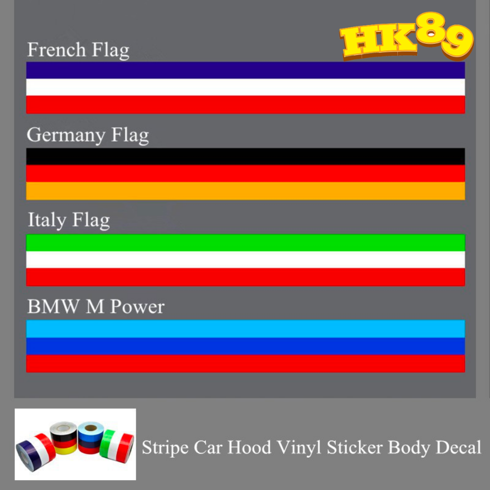 Hình dán xe hơi decal cuộn cờ nước Đức ,Ý, Pháp - Chất liệu vinyl sẵn keo bóc dính
