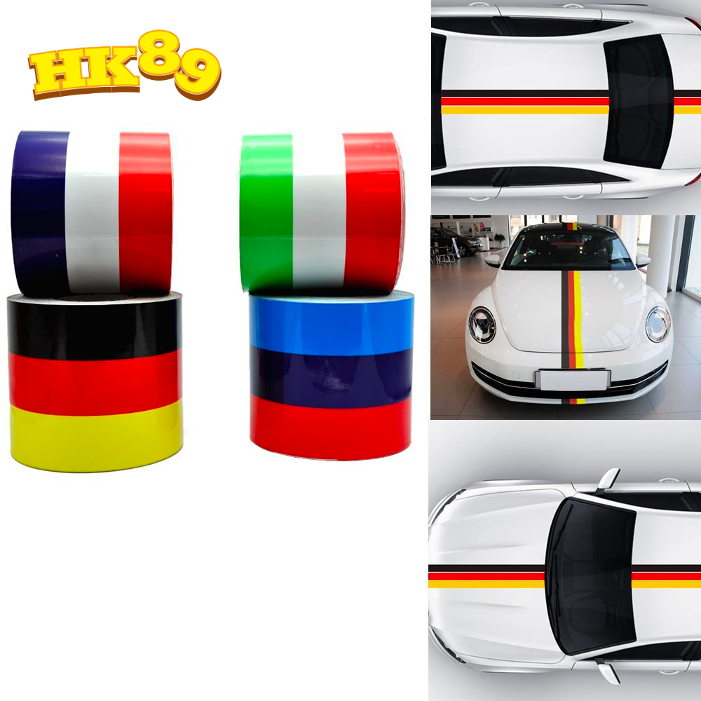 Hình dán xe hơi decal cuộn cờ nước Đức ,Ý, Pháp - Chất liệu vinyl sẵn keo bóc dính