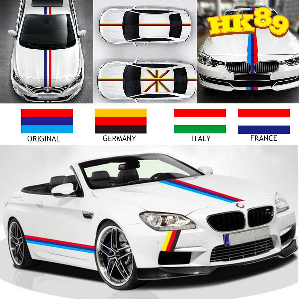 Hình dán xe hơi decal cuộn cờ nước Đức ,Ý, Pháp - Chất liệu vinyl sẵn keo bóc dính