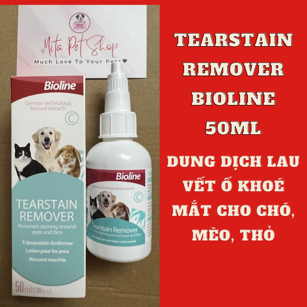Dung Dịch Làm Sạch Lau Vết Ố Khoé Mắt BIOLINE 50ml Cho Chó Mèo Thỏ - Tearstain Remover