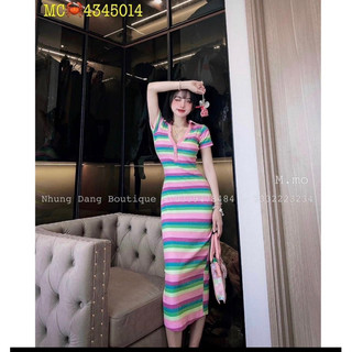 Đầm Body Sọc Cổ Polo Bẻ Phong Cách 💝💝💝