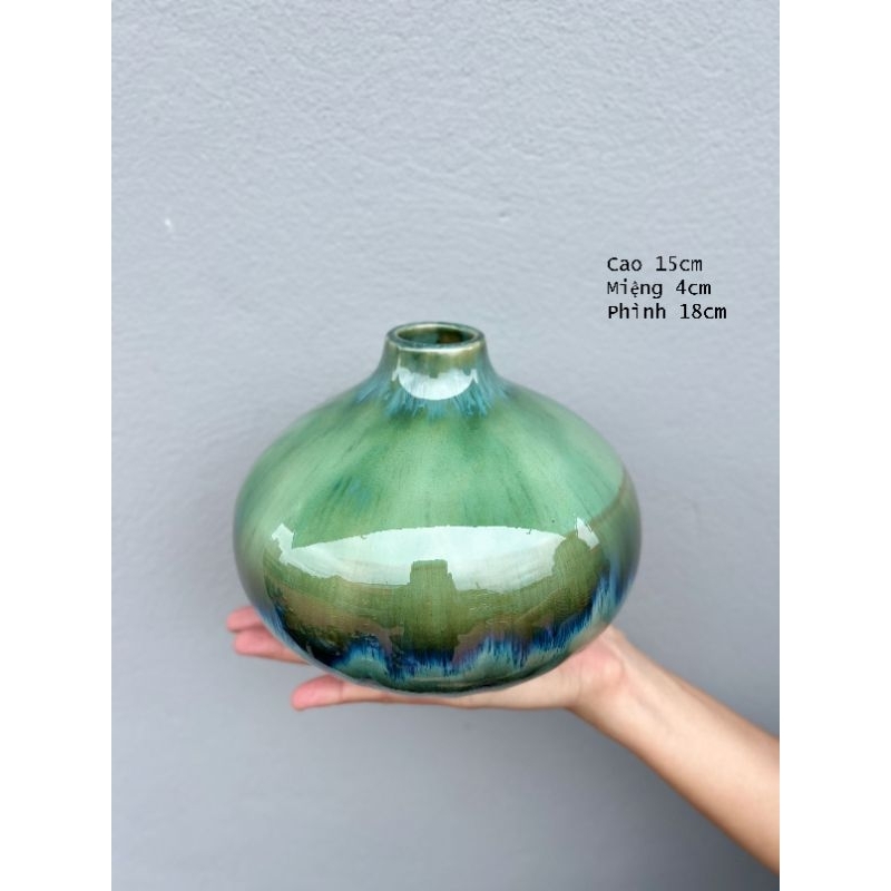 Bình hút lộc mini men hỏa biến Bát Tràng, bình boa decor