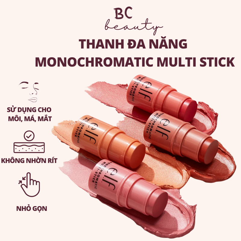 Má Hồng Kem e.l.f  Monochromatic Multi Stick | Má Hồng, Màu Mắt, Son Môi, Nhỏ Gọn Bỏ Túi, Dạng Thỏi Đa Năng Tiện Lợi 4g