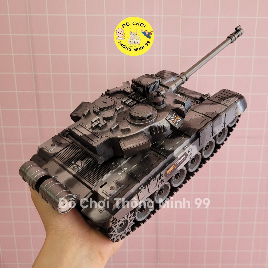 Xe tăng điều khiển từ xa, xe tăng T90 có đèn quay 360 độ, xe tăng  bánh xích, âm nhạc sôi động
