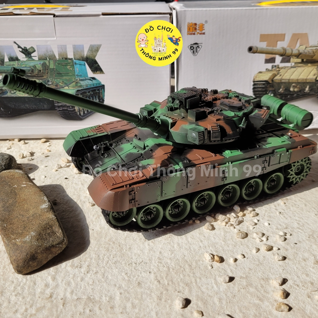 Xe tăng điều khiển từ xa, xe tăng T90 có đèn quay 360 độ, xe tăng  bánh xích, âm nhạc sôi động