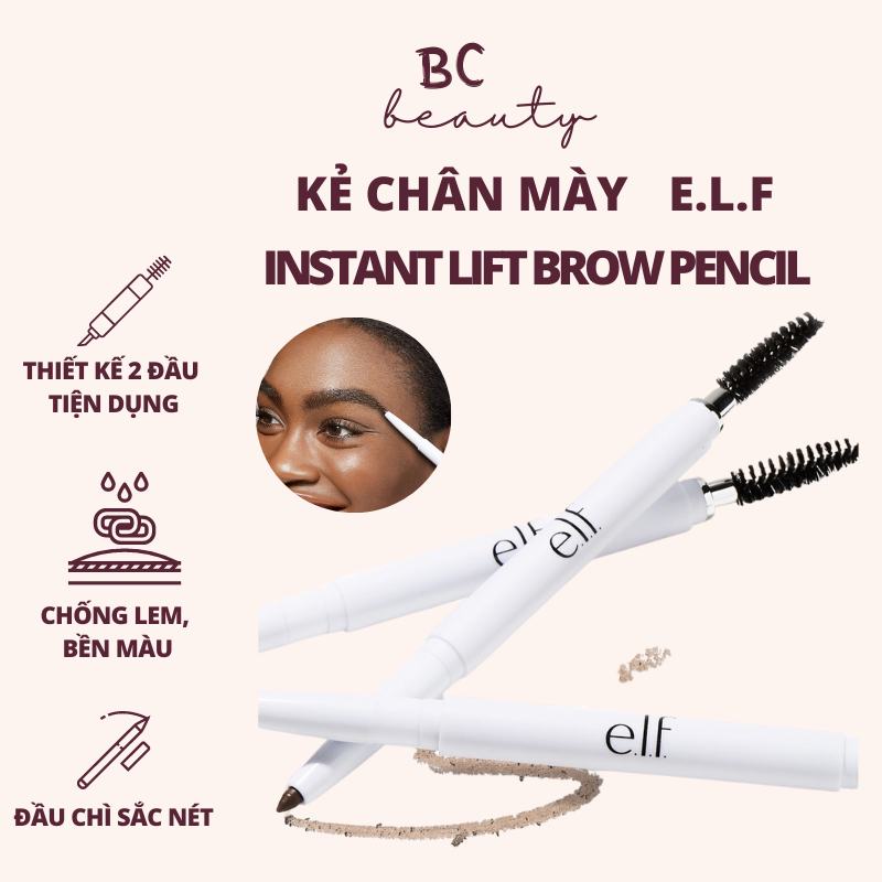 Kẻ Chân Mày Lâu Trôi e.l.f Instant Lift Brown Pencil (Đủ Màu) | 2 Đầu Tiện Lợi Cho Người Mới Bắt Đầu (0.18g)