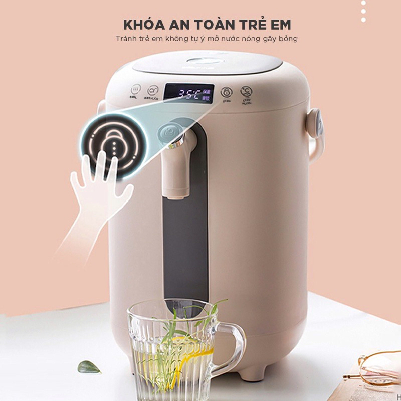 Bình đun nước Bear KE-B30V1 có khoá an toàn chống bỏng, điều chỉnh 11 mức nhiệt độ dùng để pha sữa, trà, cà phê
