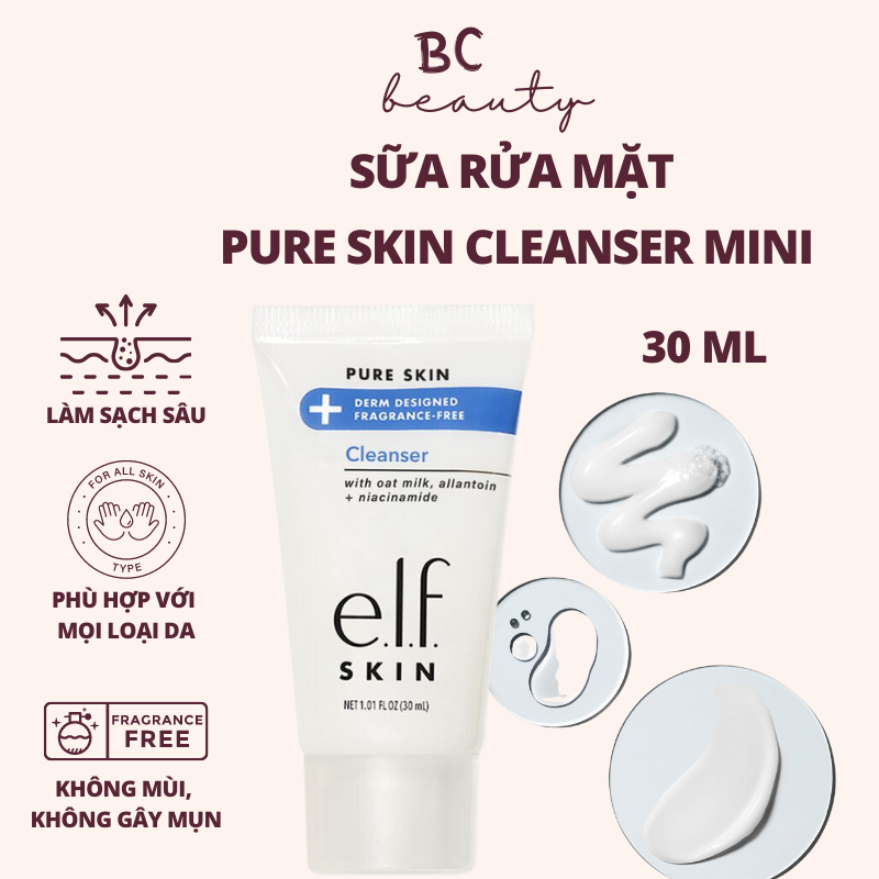 Sữa Rửa Mặt e.l.f Pure Skin Cleanser (Size Du Lịch) | Làm Sạch, Dịu Da Với Tinh Chất Sữa Yến Mạch, Phù Hợp Da Nhạy Cảm