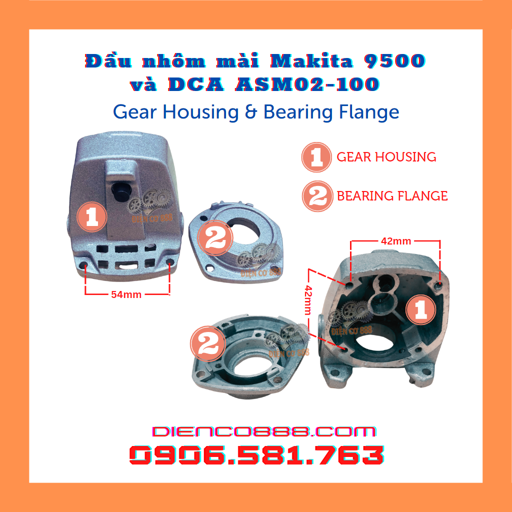 Bộ đầu nhôm bưởng mài Makita 9500 và DCA ASM02-100 (2 chi tiết)
