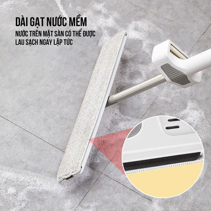 Cây lau nhà tự vắt Lusen-KN45, bàn lau lớn 45cm chổi lau xoay 360 độ thông minh với ba chế độ giặt vắt và gạt nước