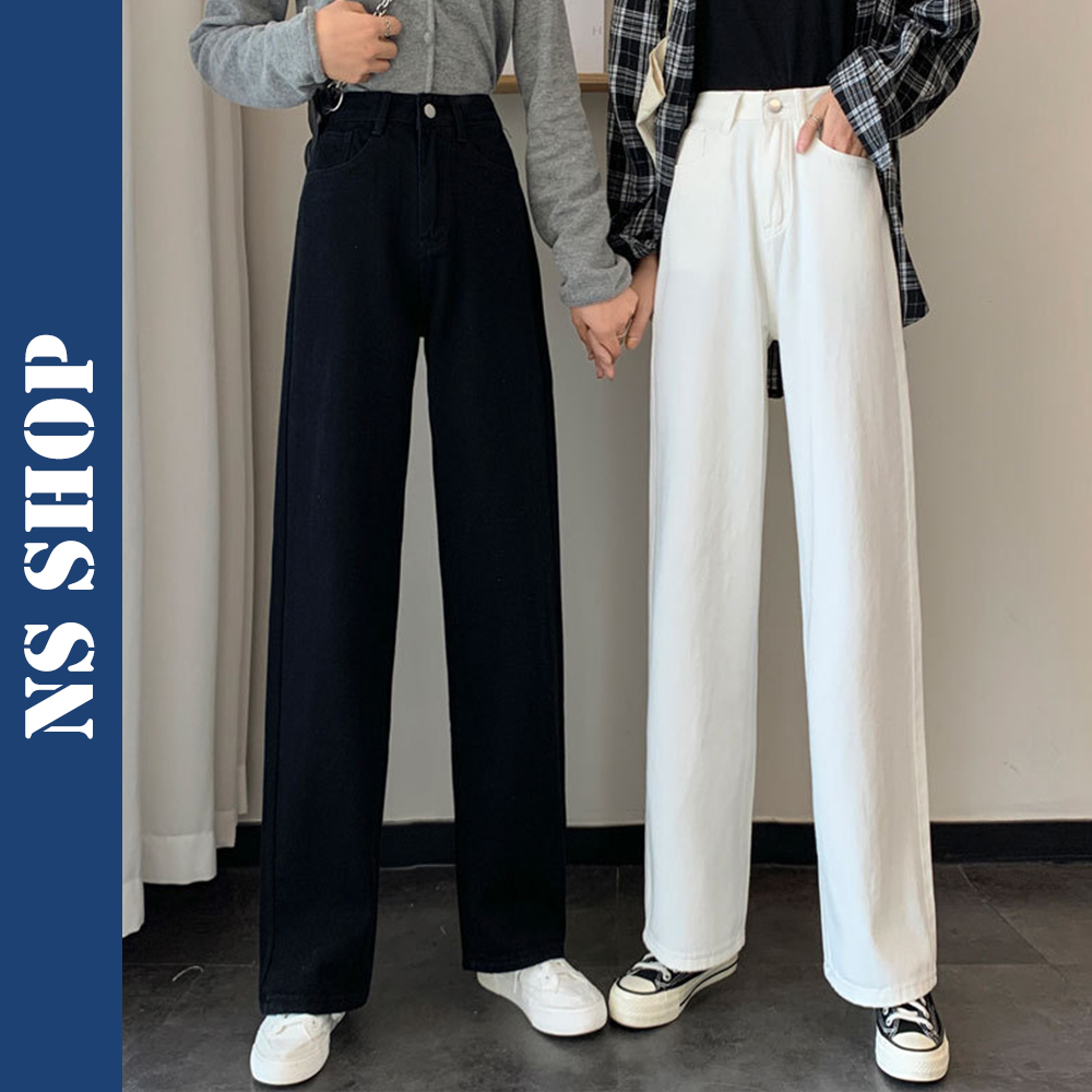 Quần Ống Suông Kaki Trắng Trơn Nữ, Quần Baggy Ống Rộng Lưng Cao Trẻ Trung Năng Động NSSHOP Q101