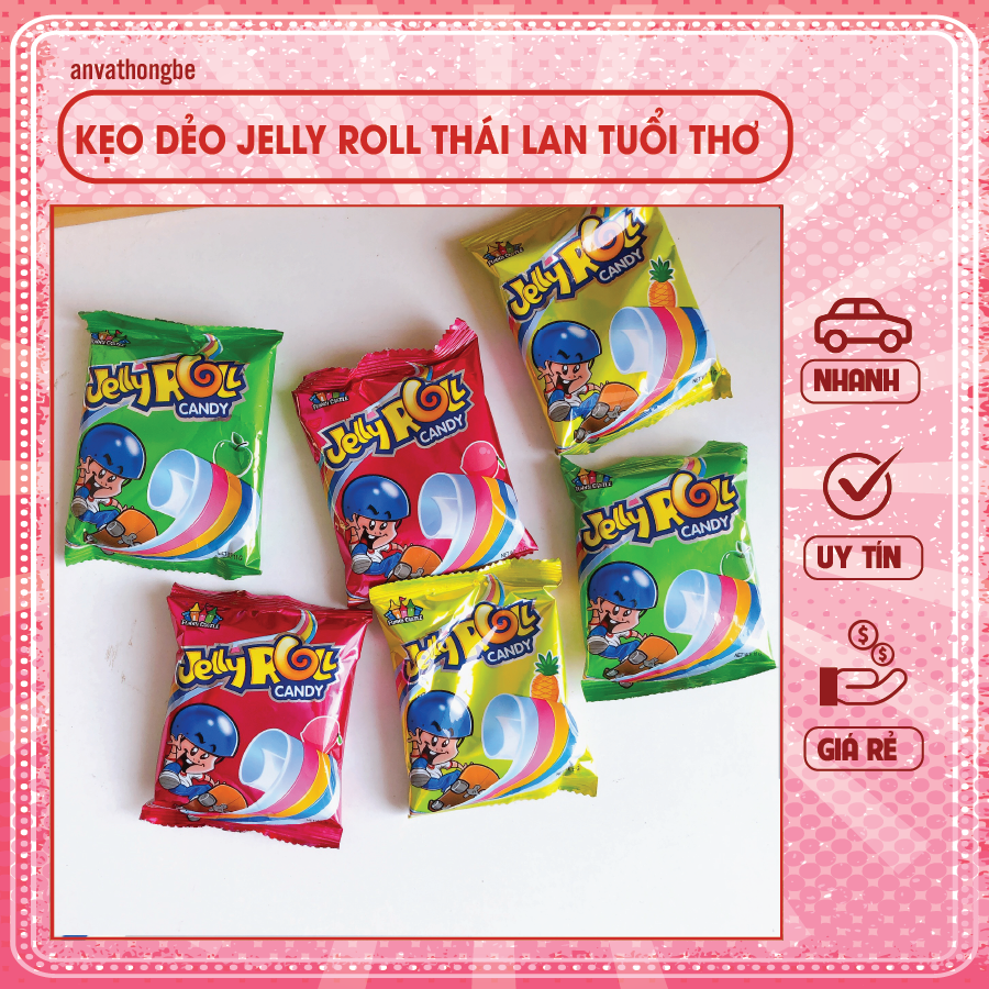 Kẹo dẻo cuộn Jelly Roll vị trái cây Thái Lan (gói 11g)