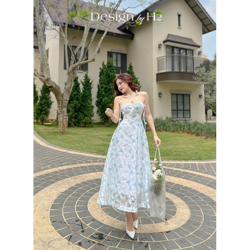 Đầm xoè voan hoa có lót và bra ngực TRIPBLE T DRESS - Free size - 66HD