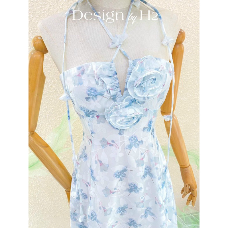 Đầm xoè voan hoa có lót và bra ngực TRIPBLE T DRESS - Free size - 66HD