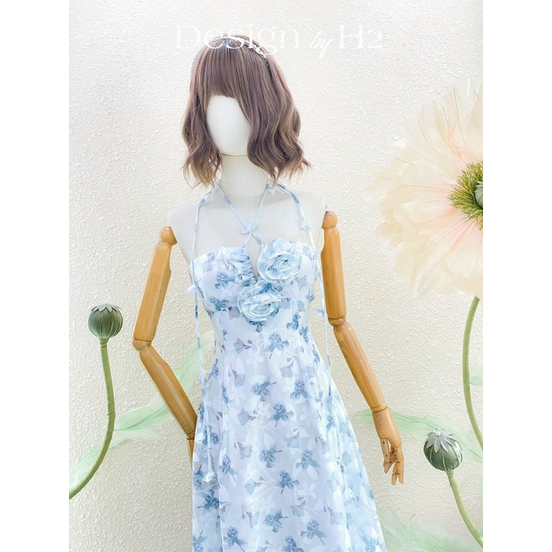 Đầm xoè voan hoa có lót và bra ngực TRIPBLE T DRESS - Free size - 66HD