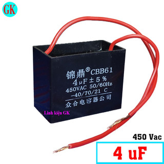 Tụ quạt 4uf 450vac cty trung quốc