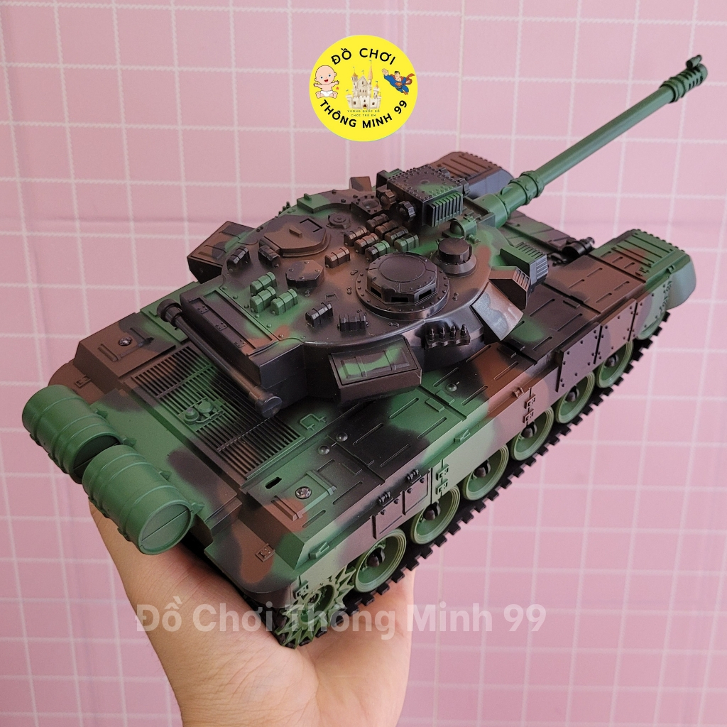Xe tăng điều khiển từ xa, xe tăng T90 có đèn quay 360 độ, xe tăng  bánh xích, âm nhạc sôi động