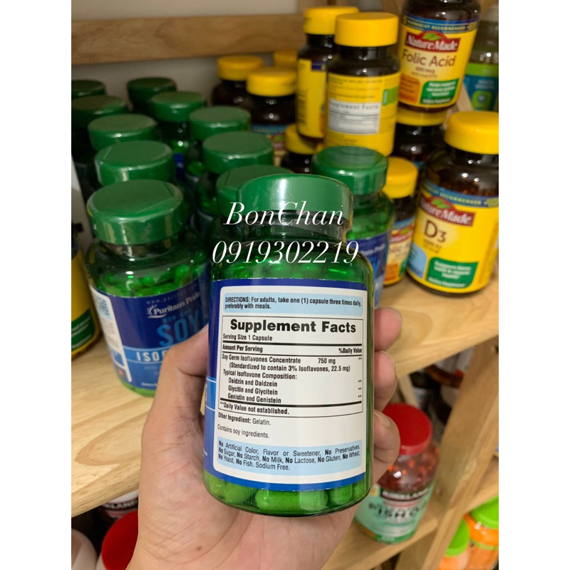 Viên Uống Mầm Đậu Nành Vitamin Soy Puritan’s Pride Bổ Sung Nội Tiết Tố, Tăng Vòng 1 - 120 viên - Mỹ