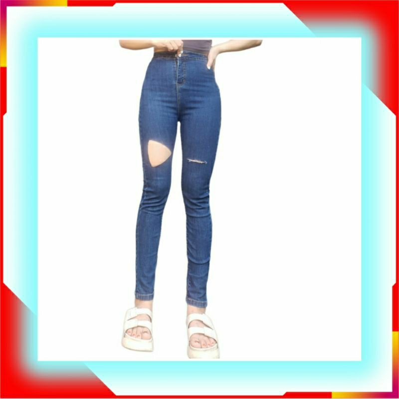 Quần jean nữ rách, quần bò nữ rách lưng cao ôm dáng ấn tượng ngay từ cái nhìn đầu tiên chất vải co giãn