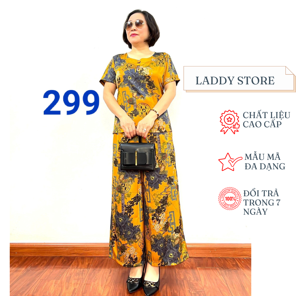 Đồ Bộ Lụa Satin Nữ Trung Niên Cao Cấp Sang Trọng Cho Mẹ Cho Bà 2023 - Laddy Store