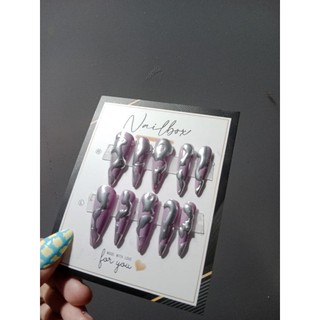 nails box thiết kế tím vân bạc nổi cá tính