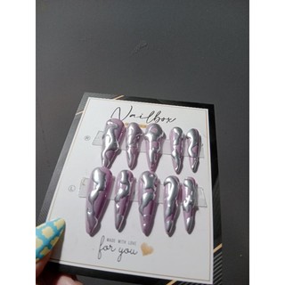 nails box thiết kế tím vân bạc nổi cá tính