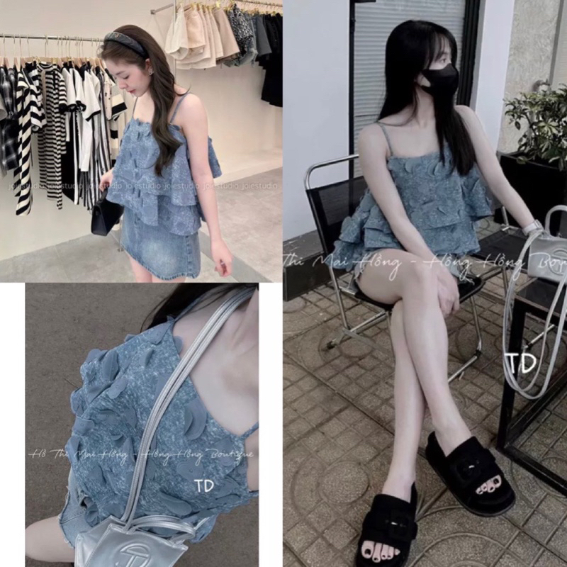 Áo 2 dây bò tim nổi 2 màu xinh (kèm ảnh thật và video)