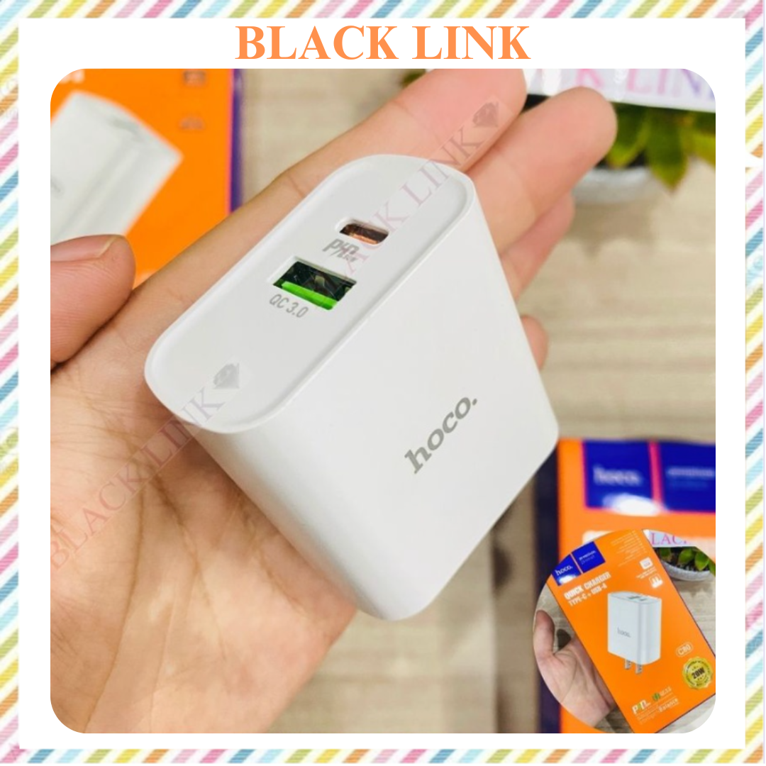 Củ sạc HOCO C80 20W cổng USB và Type C cao cấp - Cốc sạc nhanh pin dự phòng tai nghe Bluetooth không dây I12