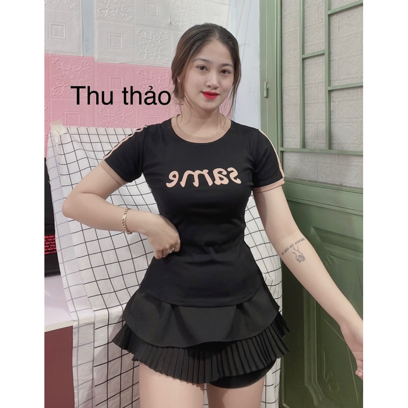Áo thun body tay ngắn có chữ SAME