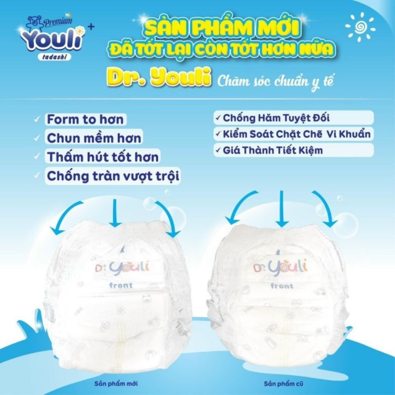 Bỉm Dr.Youli bỉm y tế cho bé mềm mỏng nhẹ khô thoáng, an toàn cho bé