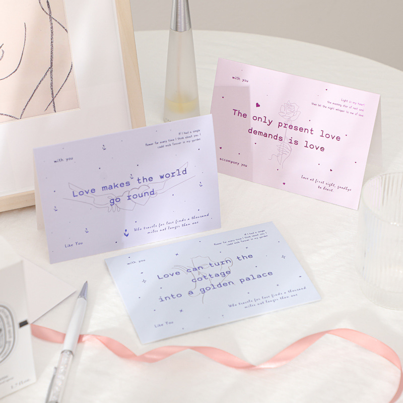 Thiệp Giấy Gấp Có Bao Đựng Greeting Card Phong Cách Line Art Xinh Xắn