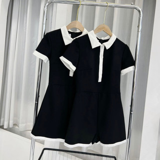 𝑳𝒆𝒈𝒂𝒏 jumpsuit đen viền trắng cộc tay basic - TKCC Bageo