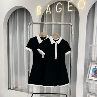 𝑳𝒆𝒈𝒂𝒏 jumpsuit đen viền trắng cộc tay basic - TKCC Bageo
