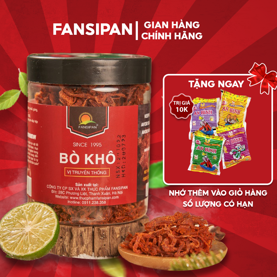 Khô Bò Sợi Fansipan Chính Hãng Hộp 150g Tiện Lợi Đảm Bảo An Toàn Vệ Sinh Thực Phẩm, Ăn Vặt NaNa