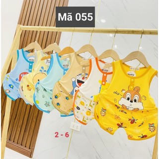 Mã 055 bộ minky mom thun lạnh ba lỗ 6 - 18kg
