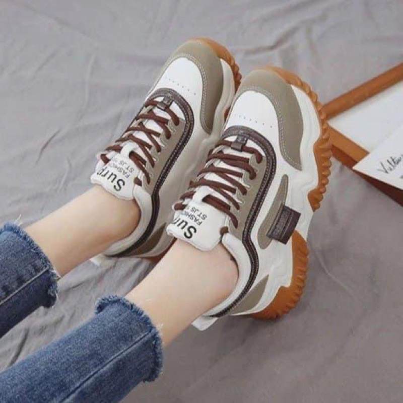 Giày thể thao nữ đế dày ulzzang hàn quốc, đế cao 6cm, có lưới thoáng khí đi êm chân thích với mùa hè