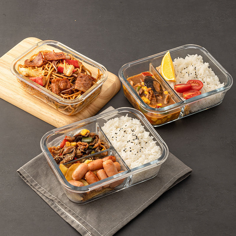 Hộp Cơm Văn Phòng 3 Ngăn Chất Liệu Thủy Tinh Cao Cấp An Toàn 1000ml Quay Lò Vi Sóng HARIN