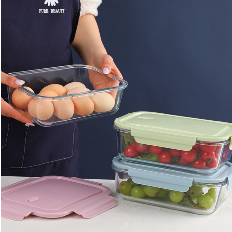 Hộp Cơm Văn Phòng 3 Ngăn Chất Liệu Thủy Tinh Cao Cấp An Toàn 1000ml Quay Lò Vi Sóng HARIN