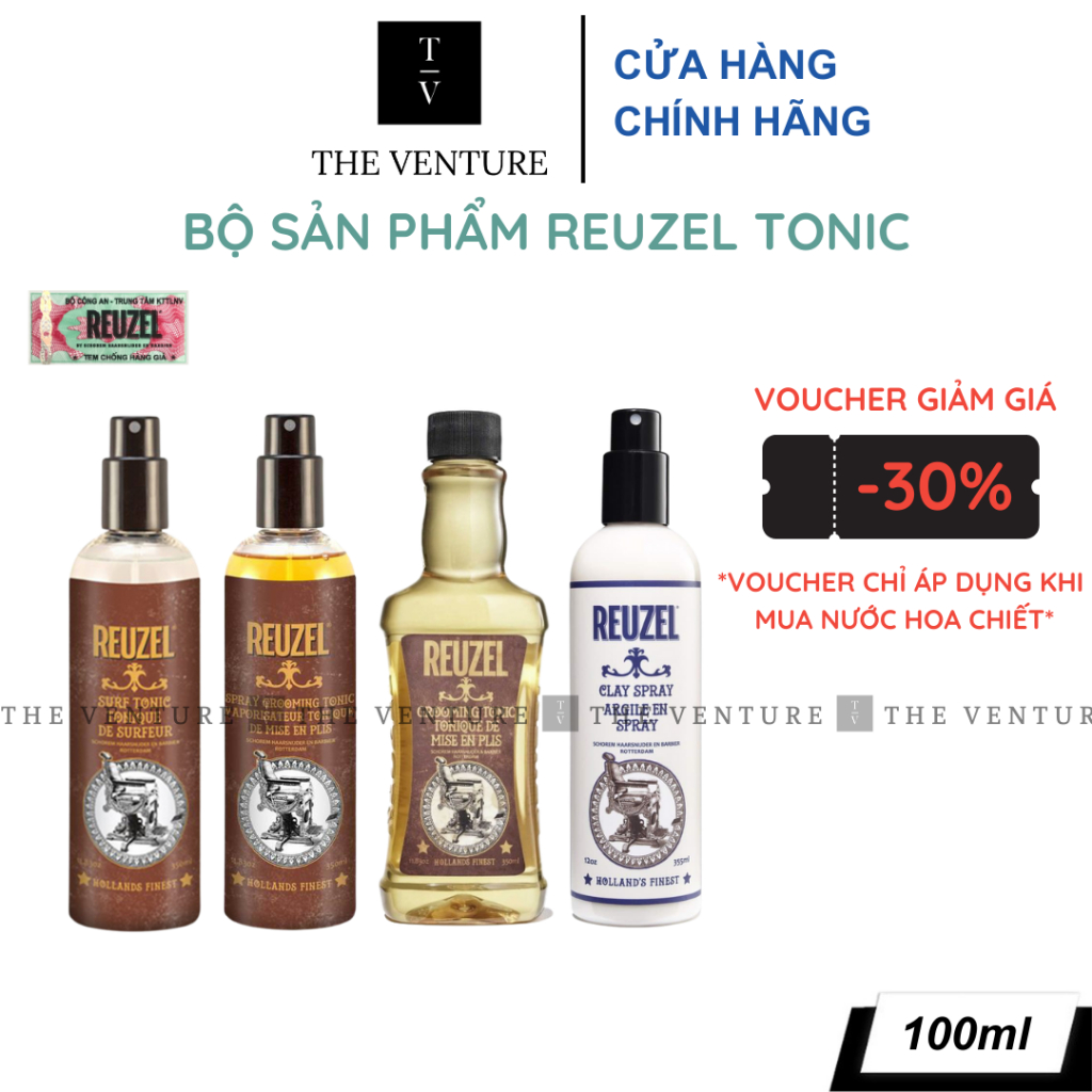 Chai Xịt Tạo Phồng Giữ Nếp Reuzel Grooming Tonic, Spray Grooming Tonic, Clay Spray, Surf Tonic, Hair Tonic