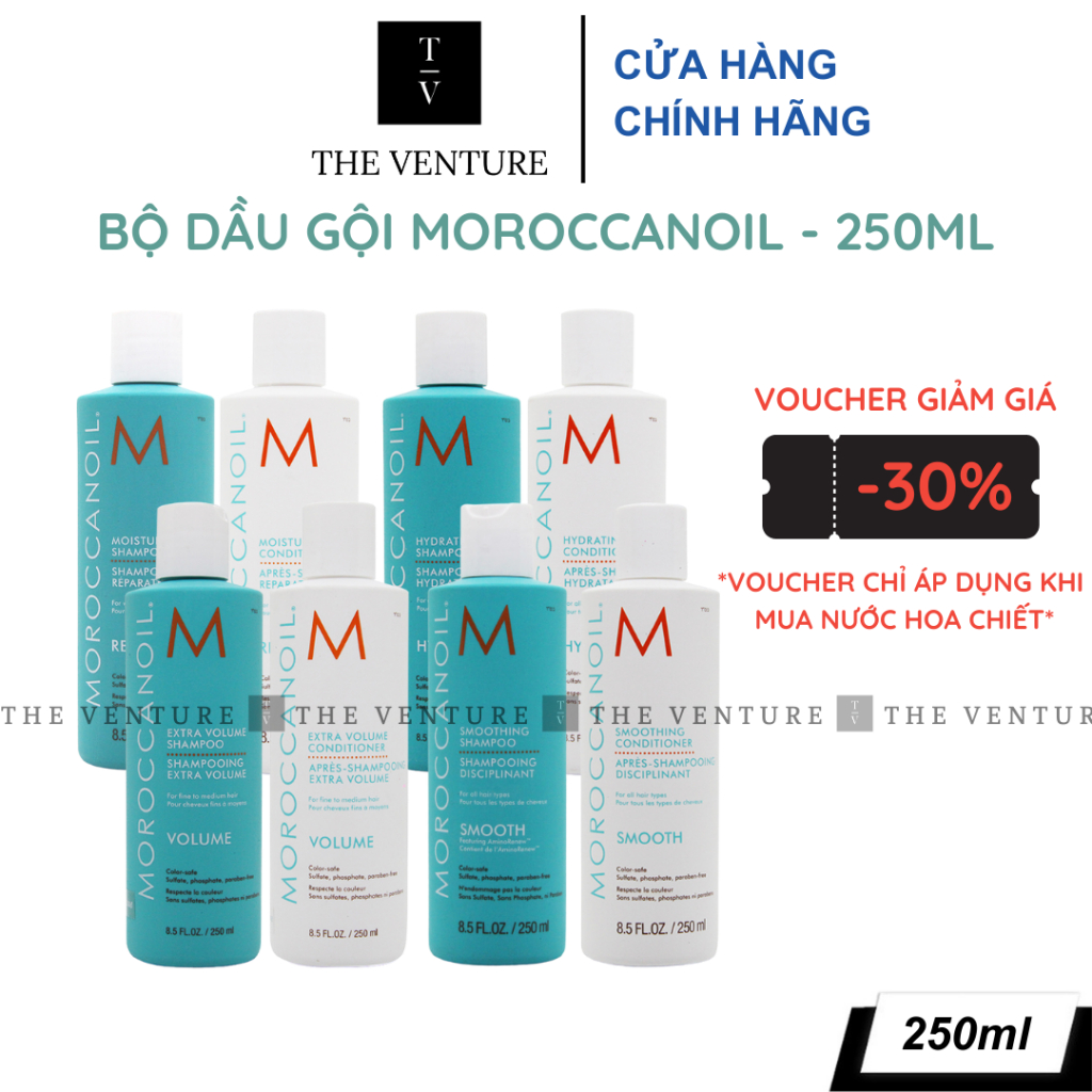 Bộ Dầu Gội & Xả Moroccanoil Moisture Repair, Hydrating, Extra Volume, Smoothing Chính Hãng - 250ml