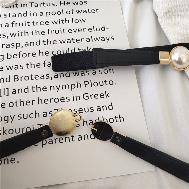 『 2 mẫu 』 Đai thắt váy bản nhỏ khóa vuông/khóa hạt ngọc trendy 1.5cm thắt eo váy áo quần