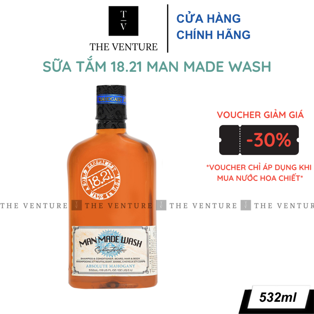 Dầu Gội Xả Tắm 3 In 1 18.21 Man Made Wash Absolute Mahogany