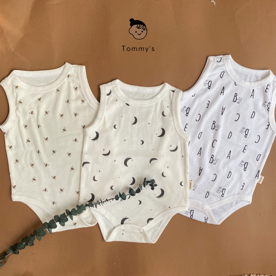 Body sát nách thun cotton  cho bé trai bé gái 0-24 tháng TOMMY HOUSE