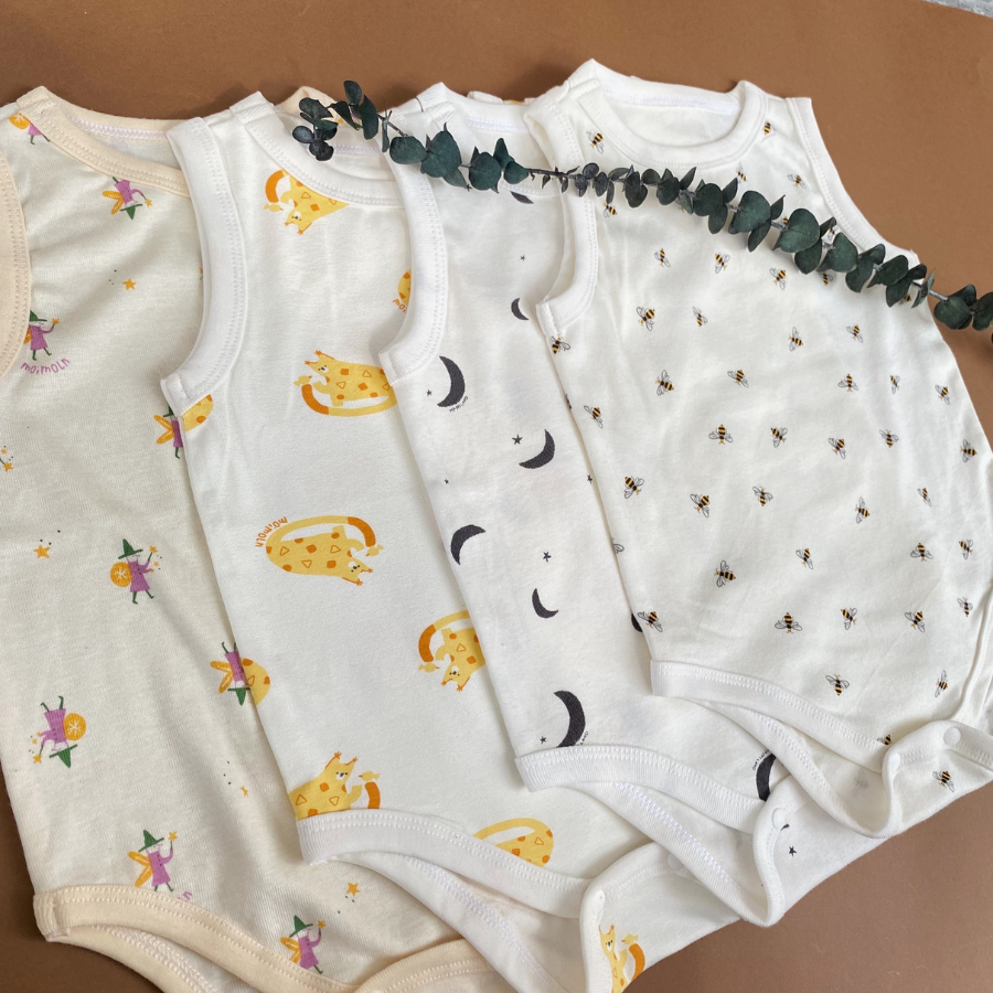 Body sát nách thun cotton  cho bé trai bé gái 0-24 tháng TOMMY HOUSE