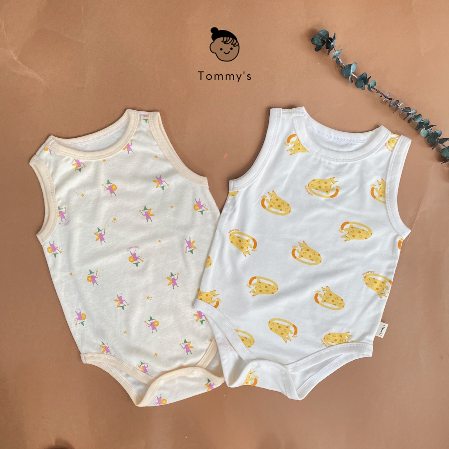Body sát nách thun cotton  cho bé trai bé gái 0-24 tháng TOMMY HOUSE